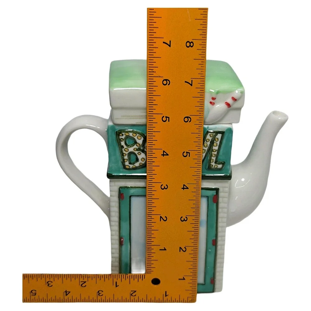 Retro Bowl Salad Bowling Novelty Teapot Hand Painted Ceramic Whimsigoth Tea‎ Pot
